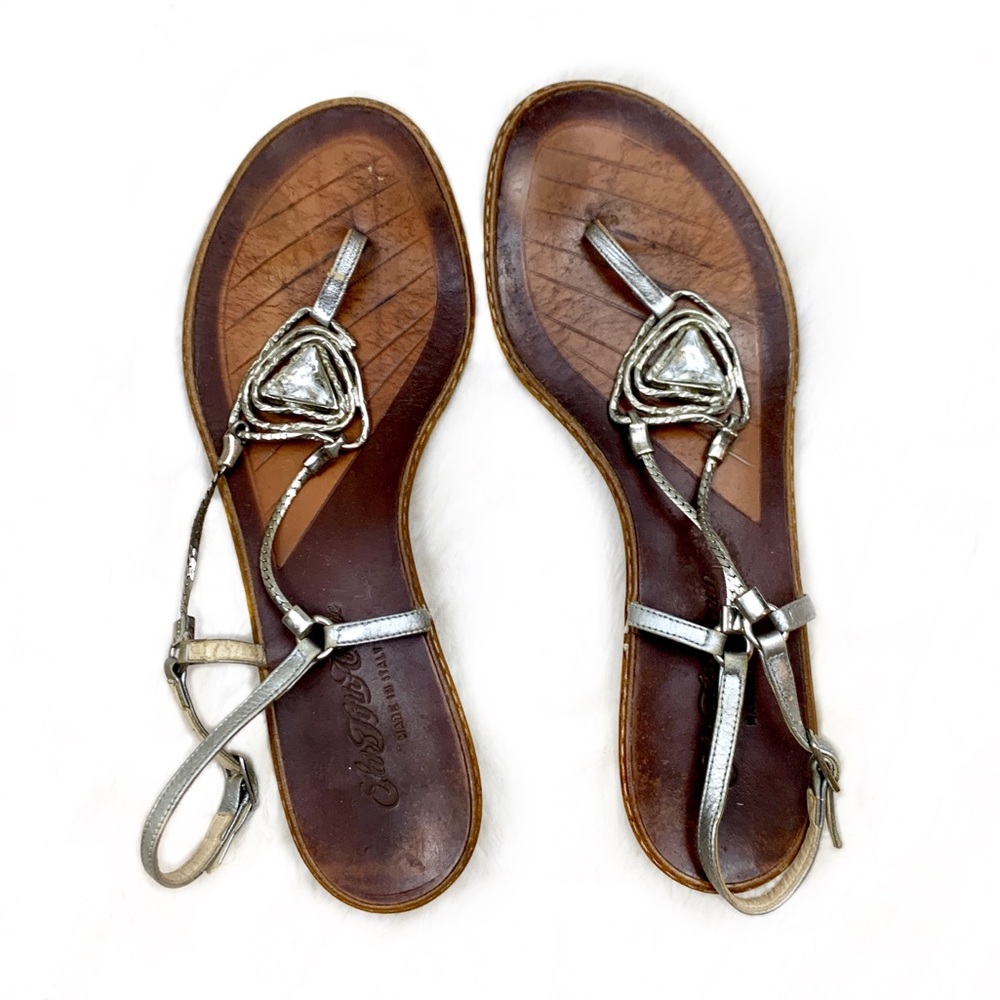 Saks 5th Ave strappy leather jewel sandals/wedges